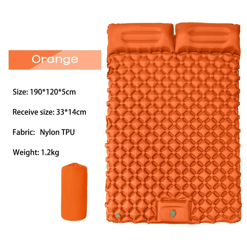 Double Inflatable Camping Mats Air Mattress with Pillow Outdoor Tourist Sleeping Pad Self-Inflating Mattress for Hiking Climbing