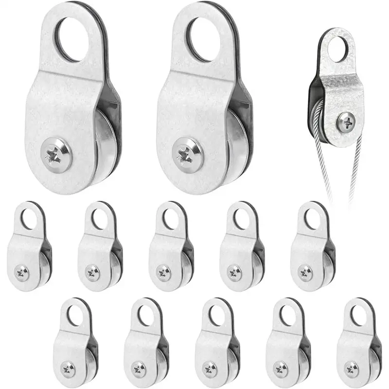 A04G-Pulleys With 2 Ball Bearings, For Ropes, Pack Of 12, For 6 Mm Rope, 50 Kg Load Capacity