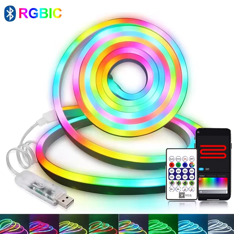 

Rgb Neon Strip Light Waterproof Neon Rgb Strip Usb Flexible Neon Tape Bluetooth Neon Lights Strip 5V Led Neon Rope Light
