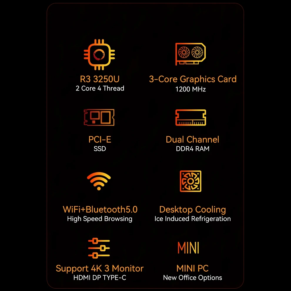 Imagem -06 - Niuzu-mini pc Amd Ryzen 3250u Computador de Escritório Alto Desempenho gb Mais 256gb 16 gb Mais 512gb