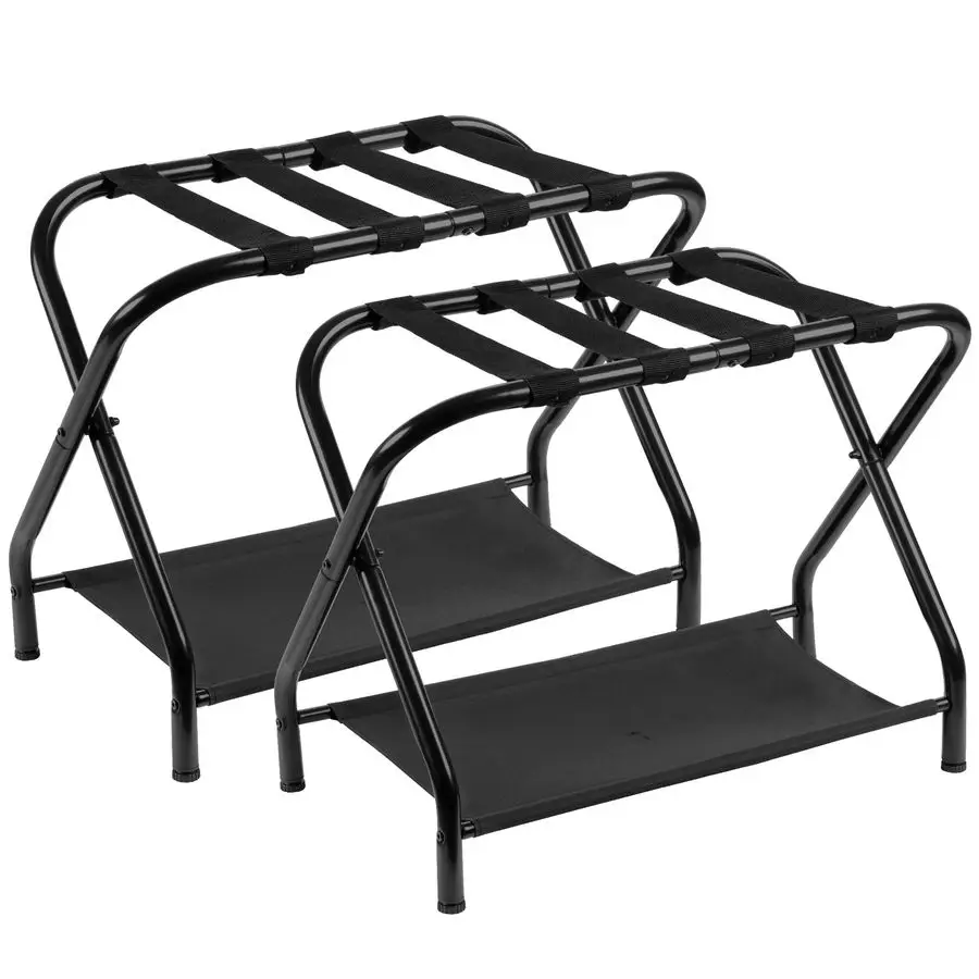 

Luggage Rack, Pack of 2, Steel Folding Suitcase Stand with Storage Shelf for Bedroom, Hotel, Foldable Steel Frame, Guest Room B