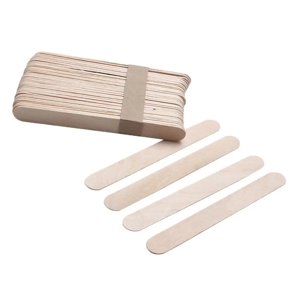 50 Pcs Wood Hard Wax Beans Spatula Set Wax Applicators Scrapers Sticks for Salon Home Face Eyebrows Body Beauty Wax Bean Stick