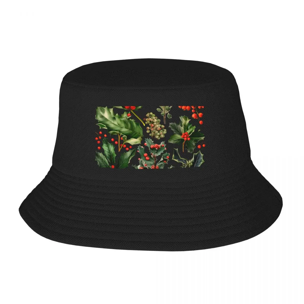 Christmas Berries Holly Leaves. Christmas berry Bucket Hat Military Tactical Cap Streetwear Hat Male Women's