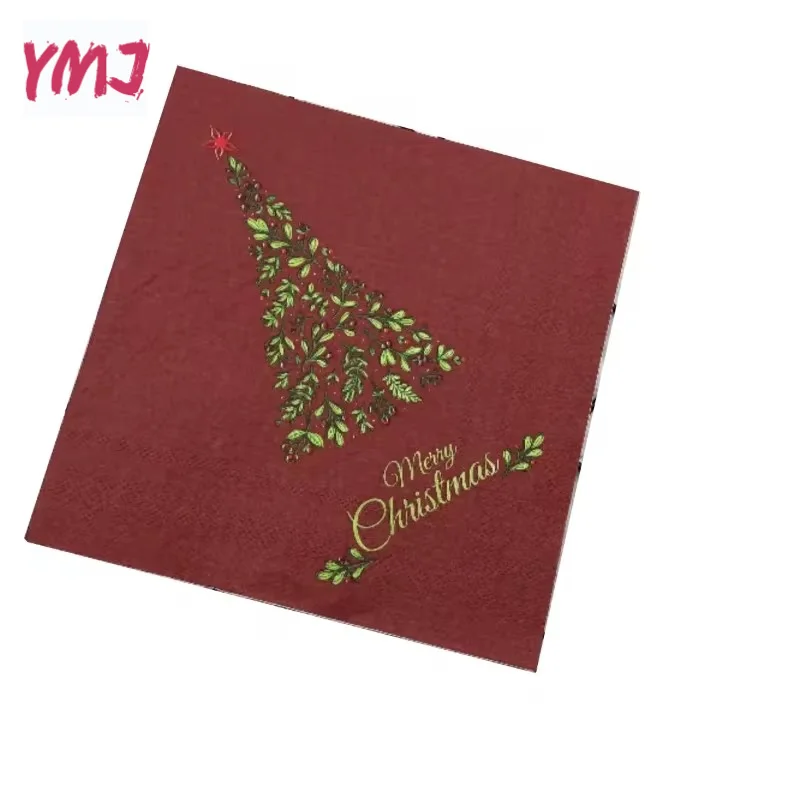 Colorful Printed Napkins Red Christmas Tree Creative Party Decoration Paper Table Setting Paper Placemats 2-Ply 20pcs/Pac 33cm