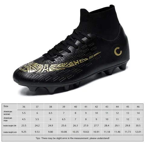Fotbollsskor Professionella höga spikskor Halkfria atletiska fotbollsskor med snörning för tävlingsträning 12 best sales sportskor - №12