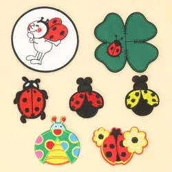 2PC Cartoon Ladybug Four-leaf Clover Embroidery Clothing Decals Children's Clothes Schoolbag Hole Patches Decoration Accessories