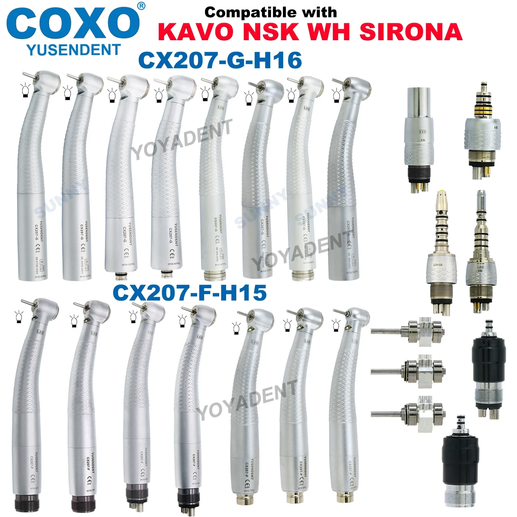 COXO Handpiece Dental Turbine Fiber Optic High Speed Handpiece LED Low Speed Handpiece Fit KAVO NSK Sirona WH Dentists Tools