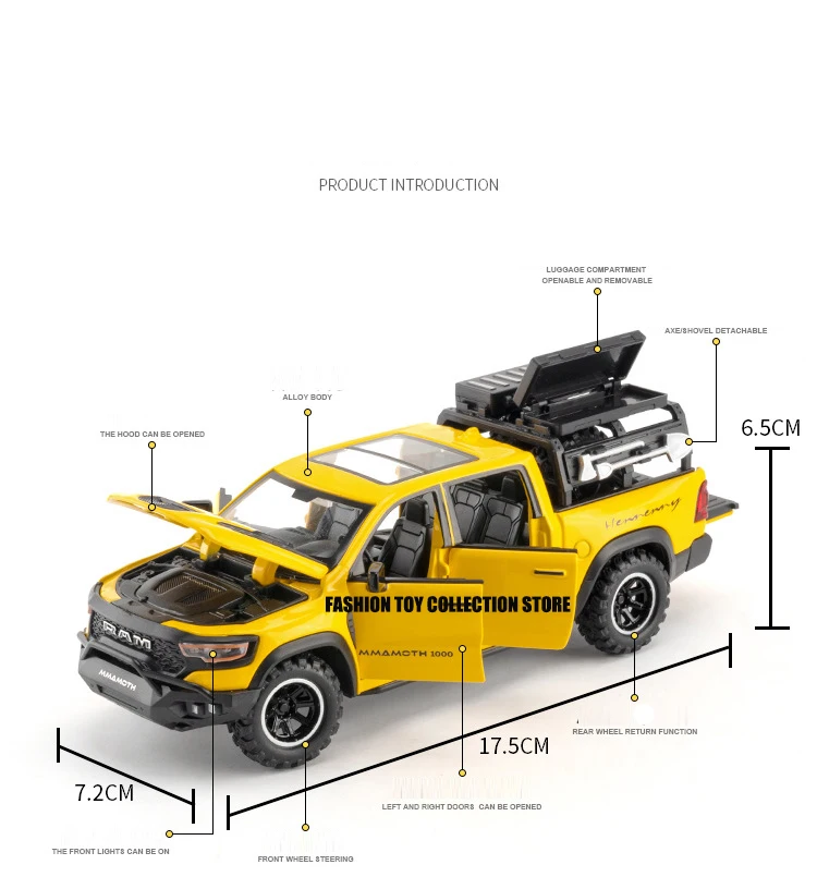 1:32 MAMMOTH PICKUP Legering Model Auto Diecasts Speelgoed Met Geluid en Licht Voertuigen Decoratie Speelgoed Voor Kinderen Gift