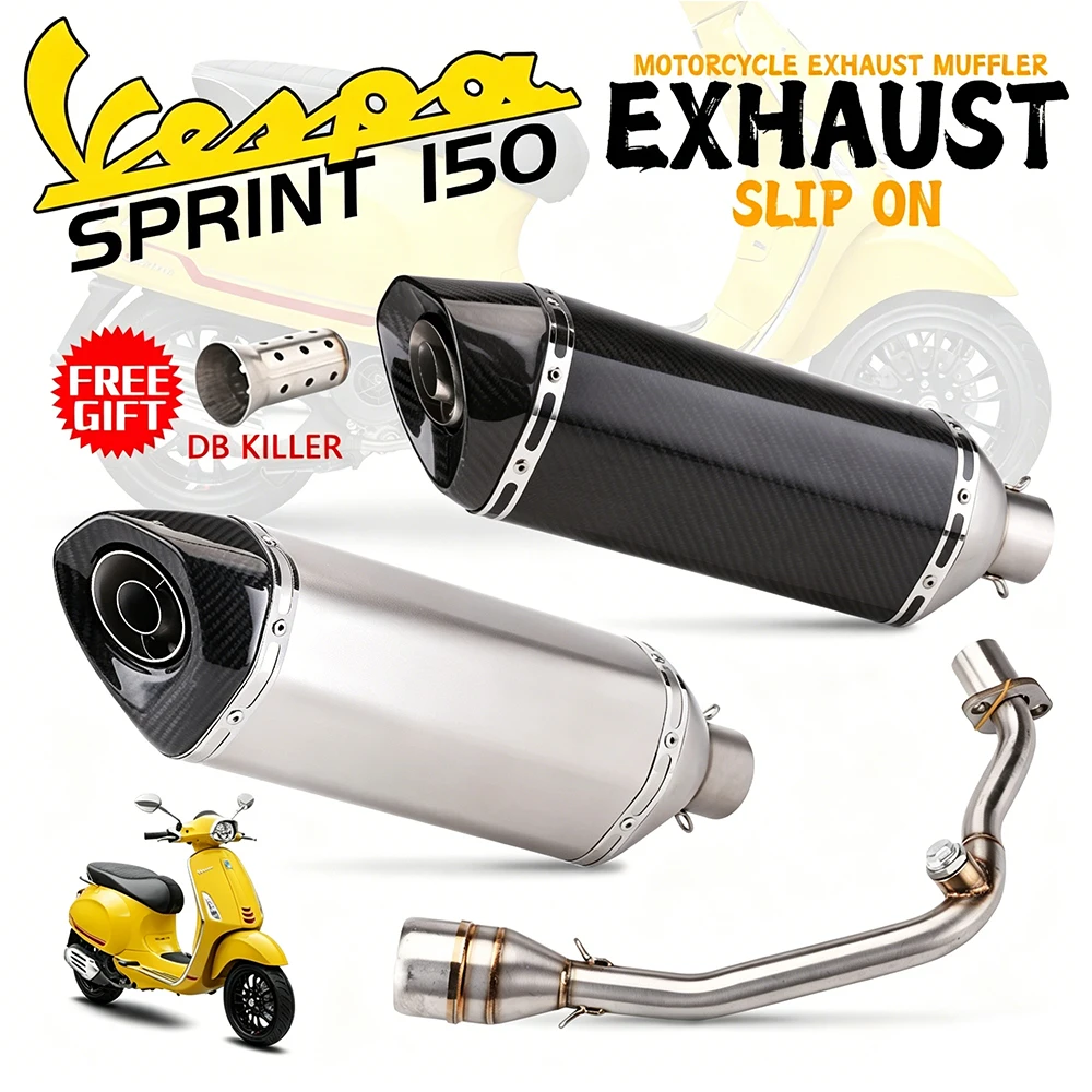 High - Efficiency muffler exhaust motorcycle set for 150 iGet 150 Vespa Primavera 150 iGet Sprint 2017-2020 with exhaust pipe