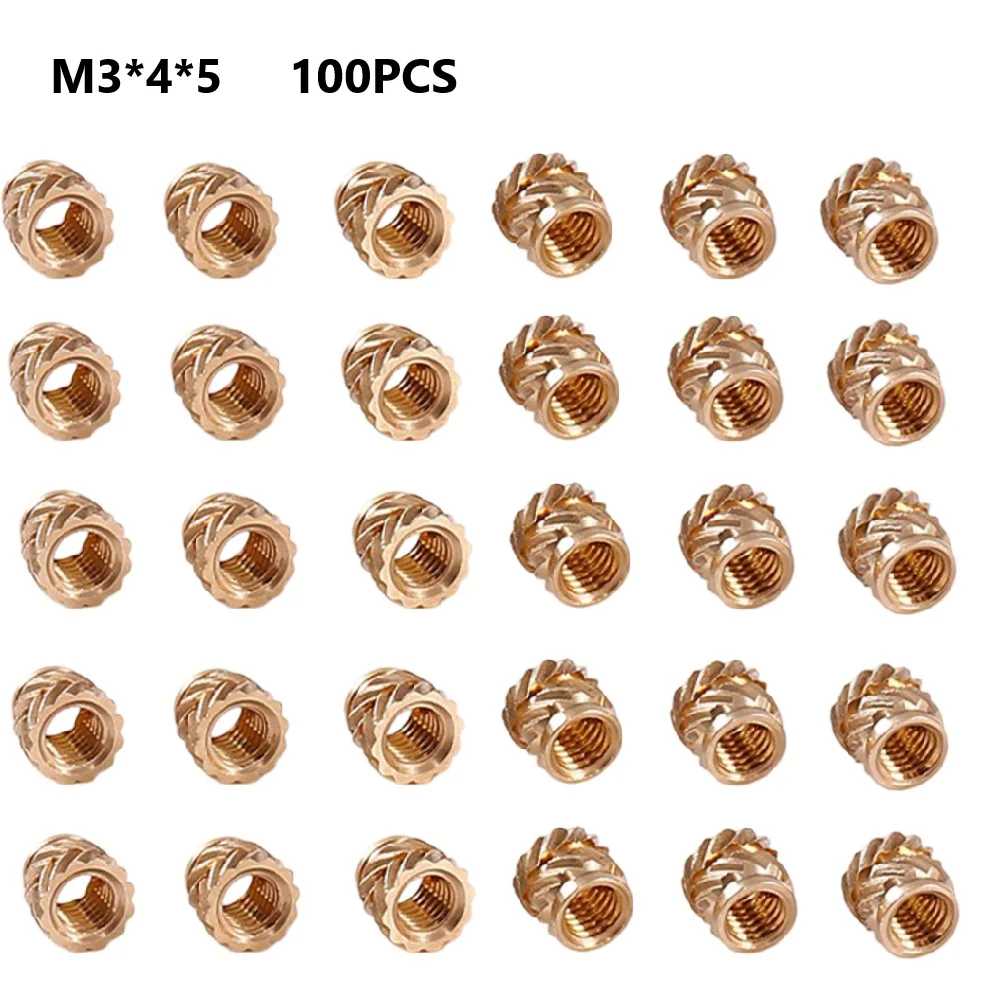 For Injection Molding About 6x4x1cm Brass Threaded Nuts Brass Threaded Inserts Kit Injection Nut Kit 100 Pieces Set