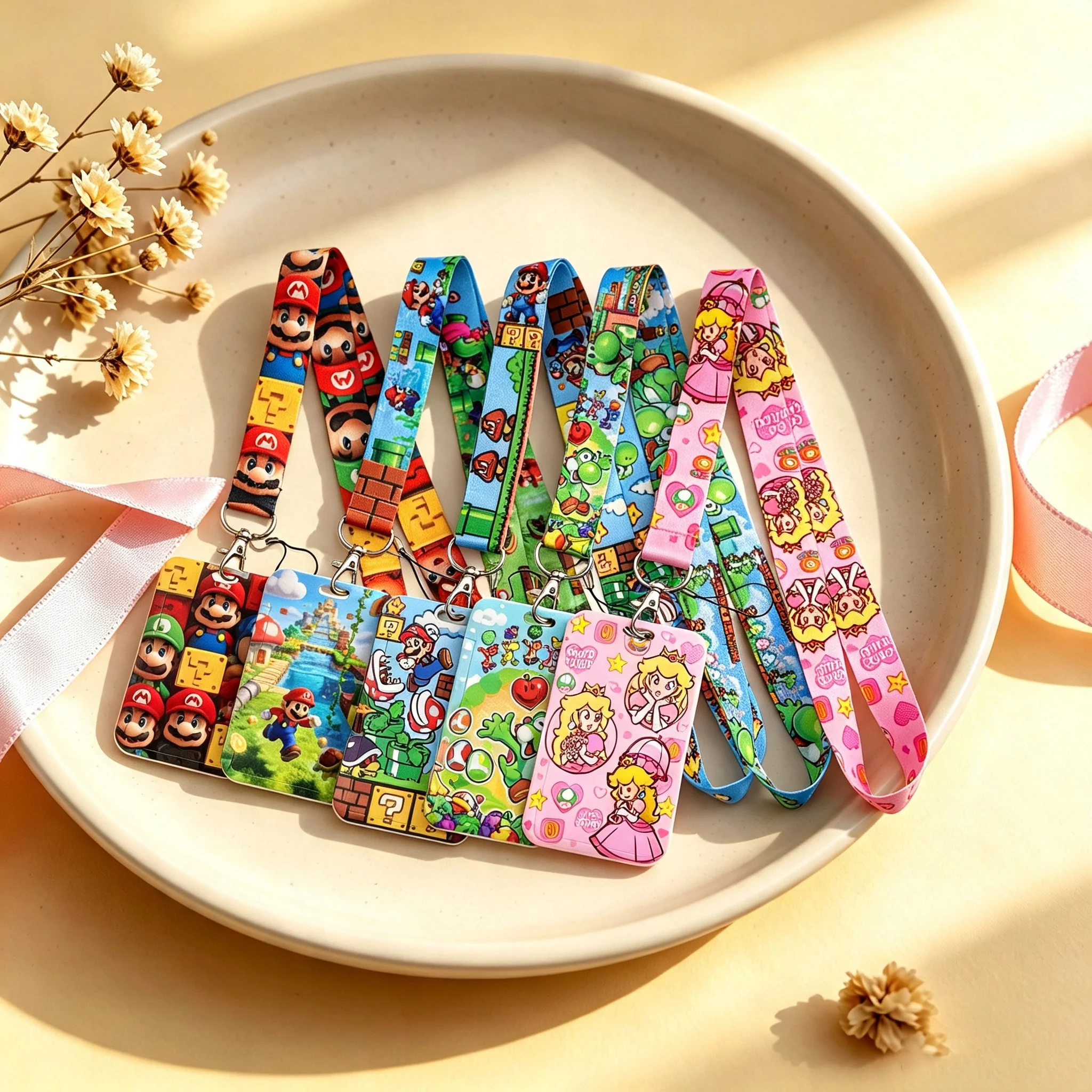 Lanyard Badge Holder - Spielcharakter-Print-Lanyard mit Kartenhalter, Retro-Spiel-Stil Halsband, Ausweishülle,