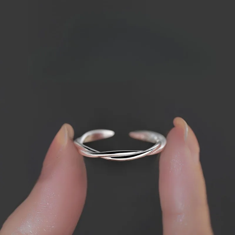 Fashion Minimalist 925 Sterling Silver Interwoven Ring for Women Girls Charm Summer Party High Quality Jewelry Accessories Gifts