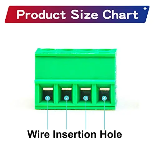 

Phoenix 3.81mm 4-Pin Green PCB Screw Terminal Connector, 4 Pole, 10pcs Kit for DIY & PCB Wiring