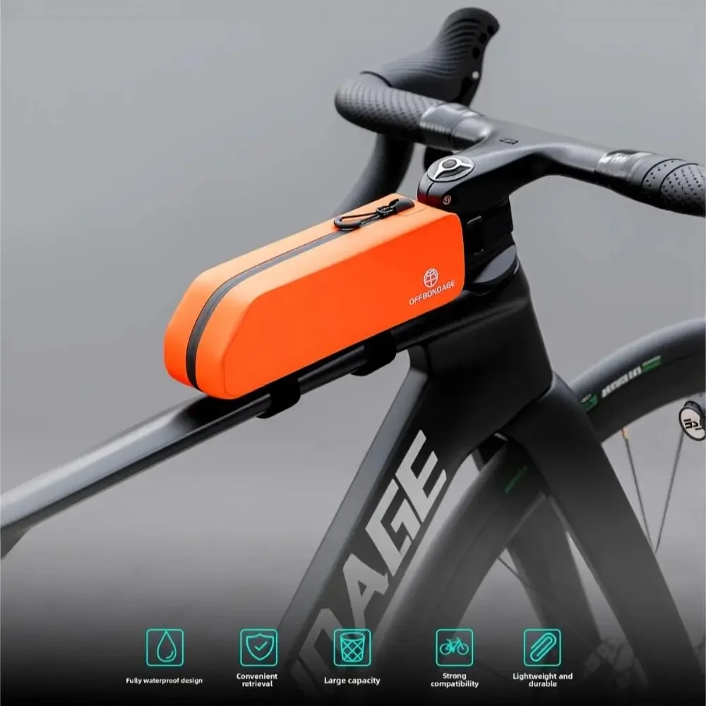 

Новая сумка для велосипеда из полиэфирного волокна, водонепроницаемая черная оранжевая сумка для велосипедной передней рамы, дорожная сумка для болтов, дорожная сумка