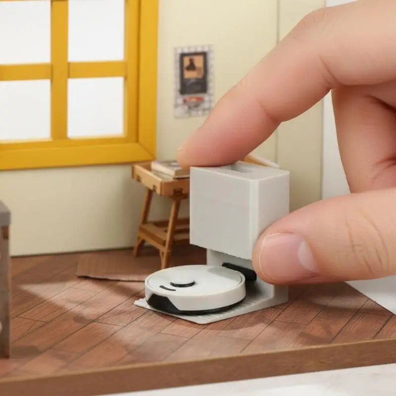 [Miniature] Sweeper Ornament 1:12 Dollhouse Mini Robot Vacuum Cleaner Model Dollhouse Living Room Scene Decor Pretend Play Toys