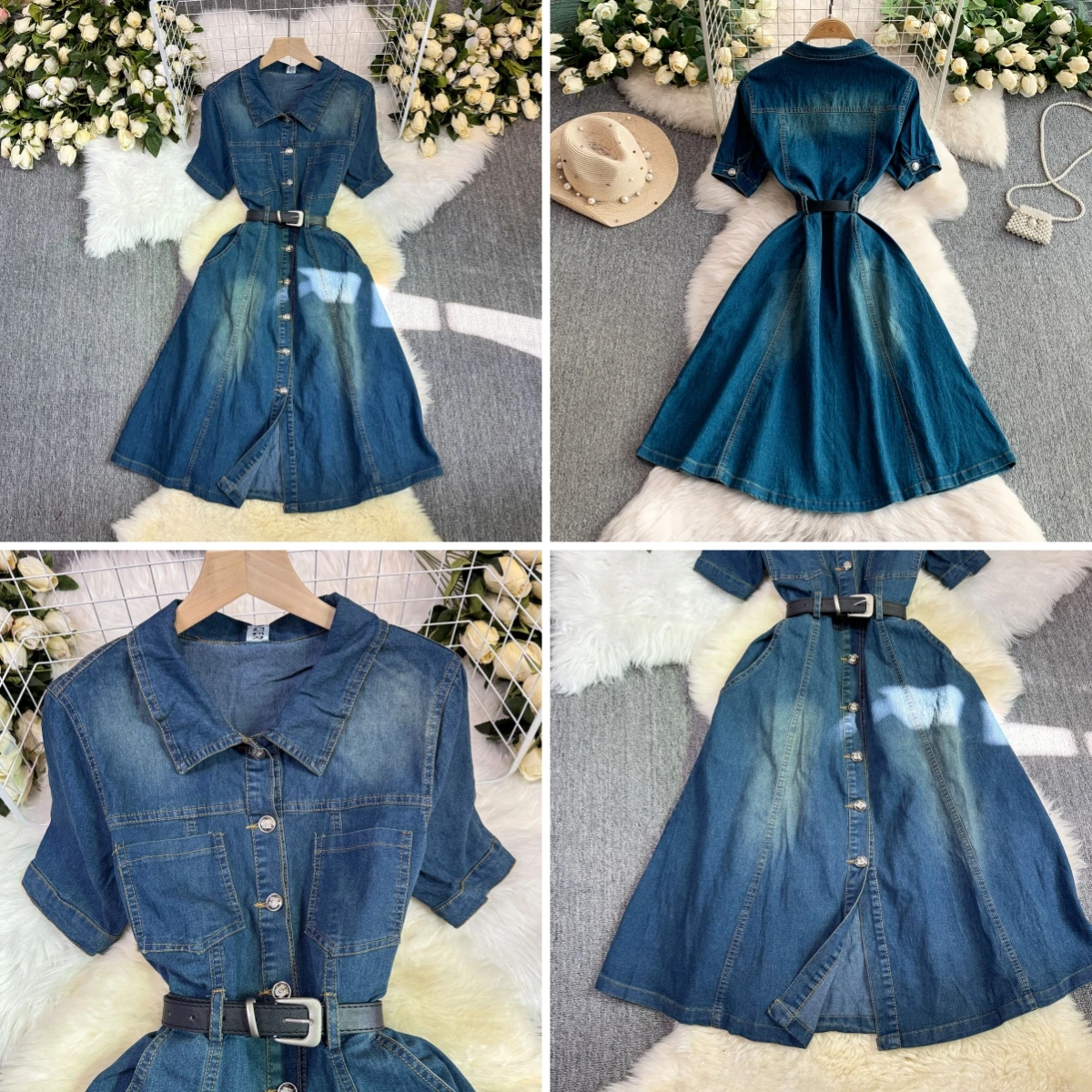 

Single Breasted Dresses Women Long Dress Turn Down Collar Denim Y2k Buttons A Line Streetwear 2025 Pockets Vestidos Casual