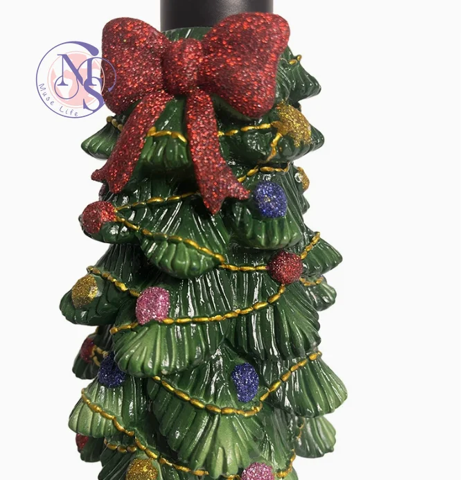Resin flocking Christmas tree lotion bottle press sub-bottle bathroom high-value macaron soap dispenser