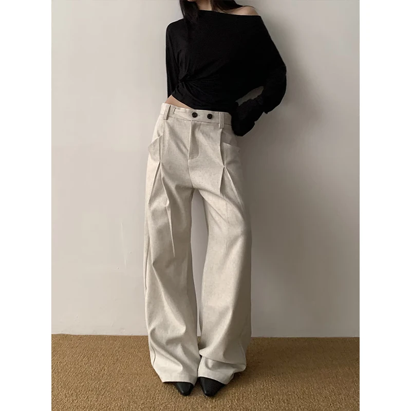 Women Apricot Suits Pants Vintage Y2k Pants Harajuku Aesthetic Style High Waist Trousers 2000s Clothes 2026 Autumn