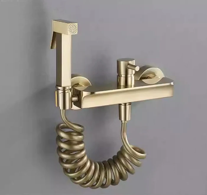 

Туалетные биде, распылитель, аксессуары для ванной комнаты, смеситель для холодной и горячей воды, смеситель для биде, настенный матовый золотой/серый металл