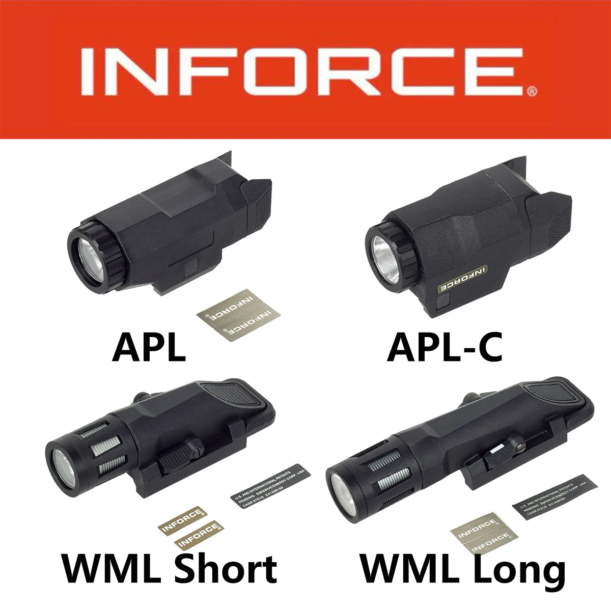 

Tactical Airsoft INFORCE WML APL Nylon Scout Light AR15 Rifle Weapon Flashlight LED Hunting Spotlight Gun lamp Fit 20mm Rail