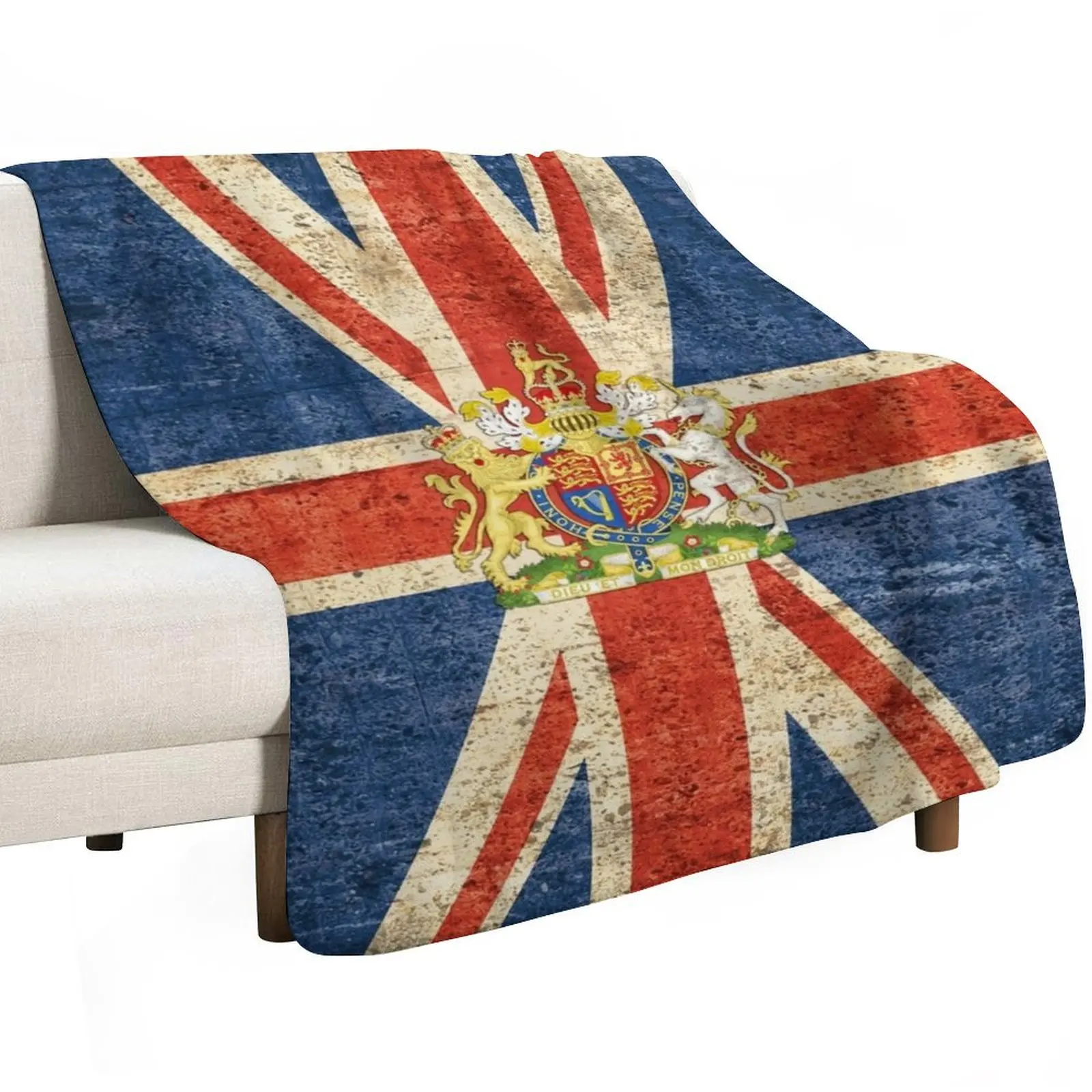 Flag of United Kingdom and Royal coat of arms of United Kingdom, Throw Blanket Bed linens Luxury Brand Blankets