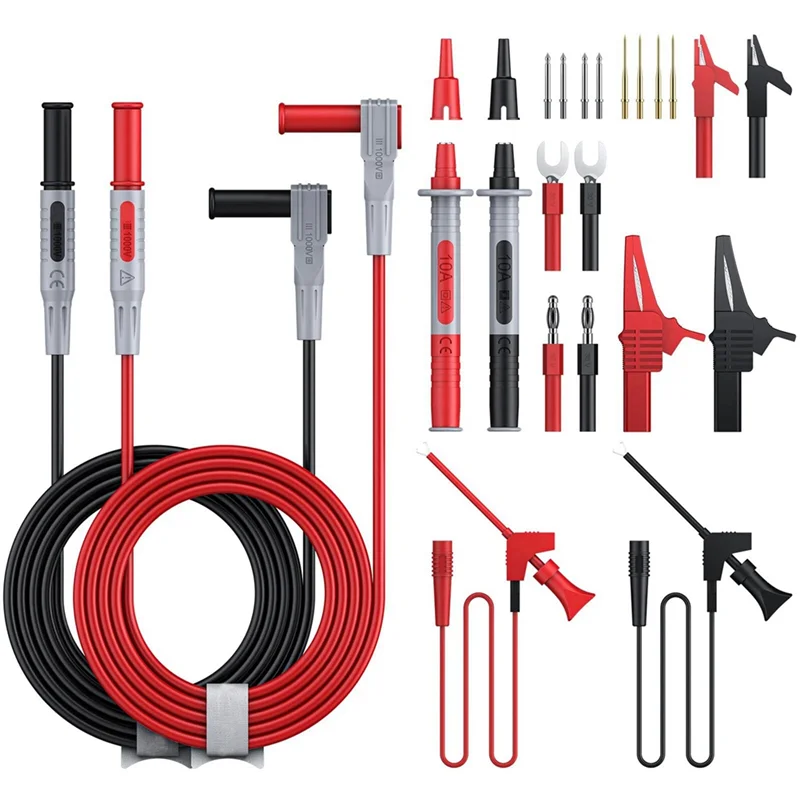 

ABXF-Multi Test Leads Kit Electrical Multimeter Test Lead With Alligator Clips Test Probe Spring Banana Plug