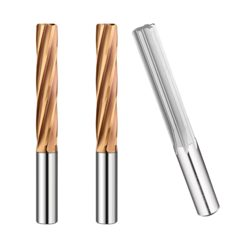 Solid Carbide Tungsten Steel Reamer H7 Total Length 100 Reaming Or Machining Holes Coated Aluminum Straight Channel  Spiral CNC