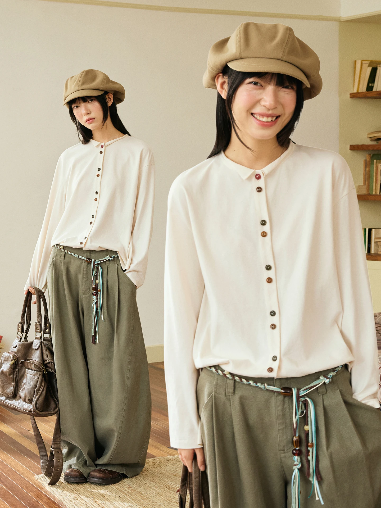 

Женский вязаный кардиган Octopusme с маленьким воротником-стойкой, на цветных пуговицах, весенний, элегантный, белый, базовый топ для повседневной носки