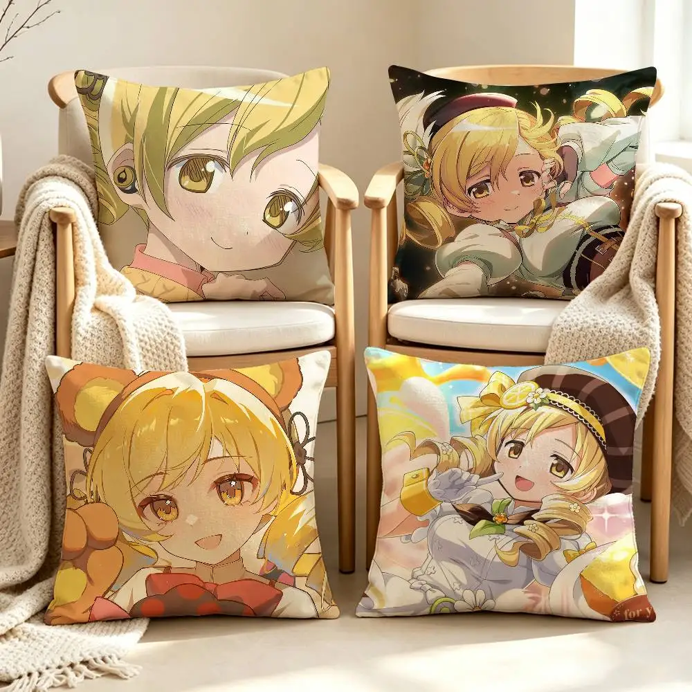 Anime P-Puella Magi M-Mami Tomoe Customizable Square Pillow case Double Sided Print Sofa Bedroom Decor Cushion Cover