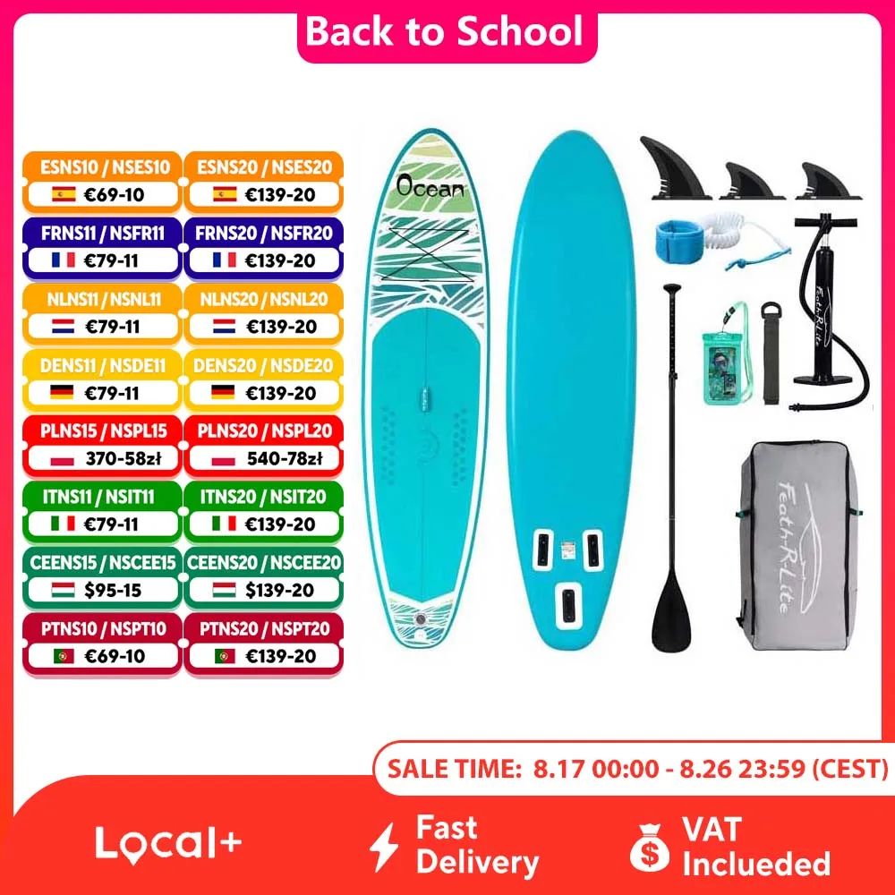 FunWater Stand Up Paddle Board, große Größe, 335 x 85 x 15 cm, aufblasbares Paddelbrett, Surfbrett, Surf-Sup-Board, rutschfestes Paddle-Board