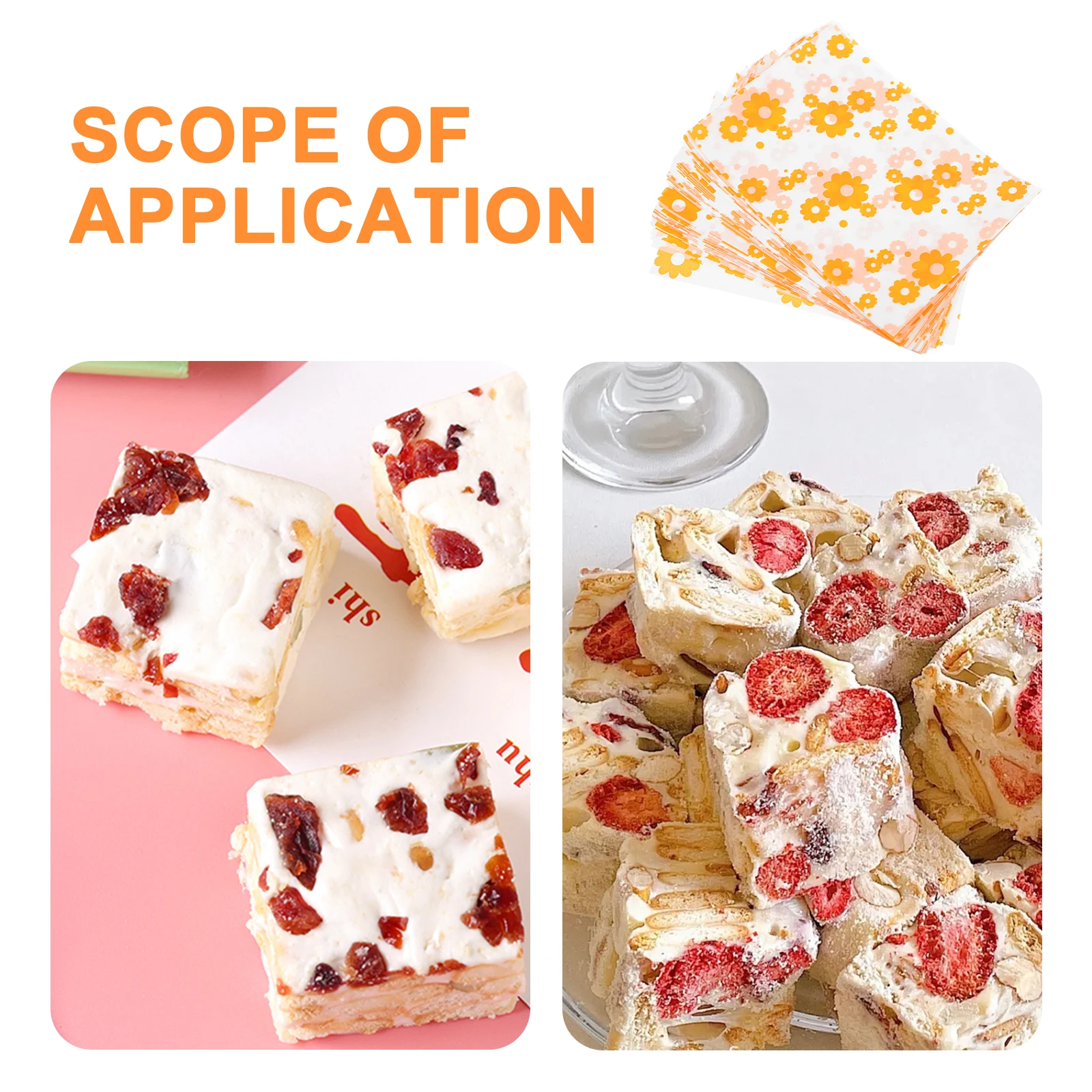 

100 Sheets Wrapping Paper for Chocolate and Candy Flower Print Baking Decoration Pack Homemade Sweets Wedding Party Favor