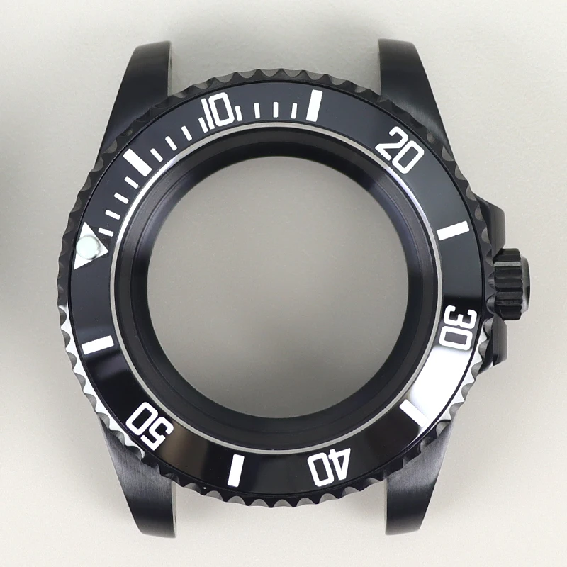 40mm Polish Waterproof Watch Case Sapphire For Seiko NH35 NH36 NH34 Miyota8215 2824 Movement 28.5mm Dial SUB Black Ceramic Bezel