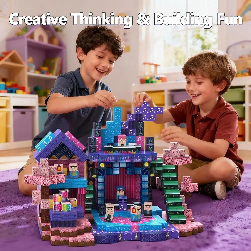 مجموعة مكعبات بناء مغناطيسية 120 قطعة للأطفال من سن 4 إلى 12 سنة، هدية حسية مثالية للأميرة للفتيات - مثالية لعيد الميلاد والولادة