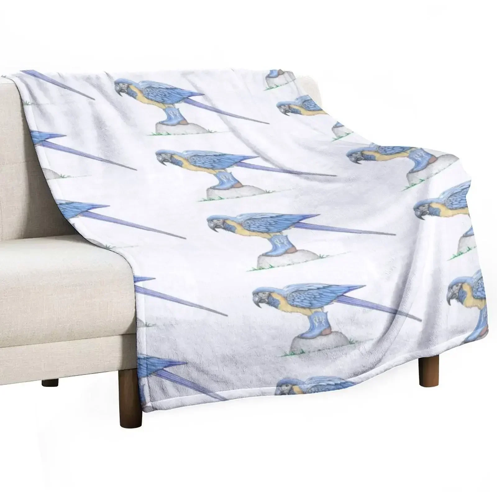 

Blue Throated Macaw in Short Boots Throw Blanket Travel Soft Big Blankets