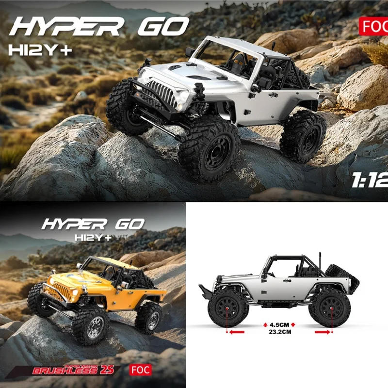 Mjx New Colorful H12y+ Remote Control Brushless Large Scale Off-Road Climbing Rc Car Toy Full Proportion Model Vehicle