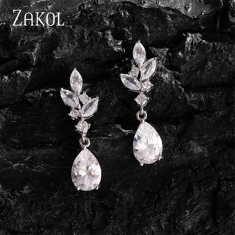 ZAKOL Vintage Zirkonia Birnenförmige Tropfenohrringe Charm Braut Hochzeit Party Damen Luxus Creolen Trend 2026 Damen