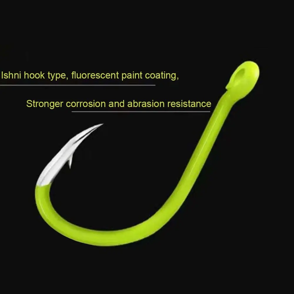 50PCS Durable Fluorescent Barbed Fishhooks Fighting Hook High-carbon Steel Fish Gear