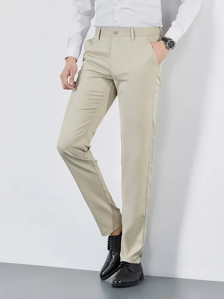 Modelsang Silk Casual Men's Thin Straight Leg Long Business Suit Drop Feeling Men's Pants  20-33 7033