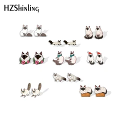 2022 New Birman Cat Stud Earring Animal Acrylic Resin Earrings Epoxy Handmade Jewelry Gifts Friends