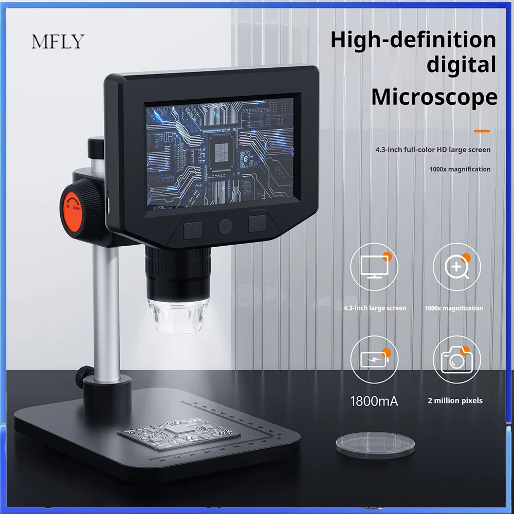 4.3 Polegada lcd microscópio digital 1080p 50-1000x moeda microscópio zoom câmera estéreo para reparo eletrônico pcb
