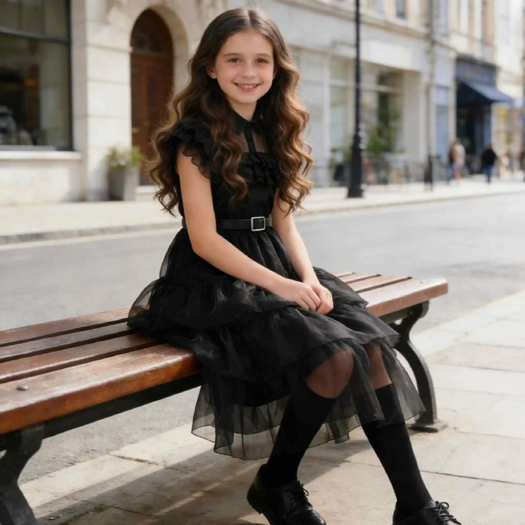 

2026 Teens Girls Black Gothic Dress Costume Cosplay Girls Pageant Dinner fancy dress Party Show for Kids graduation