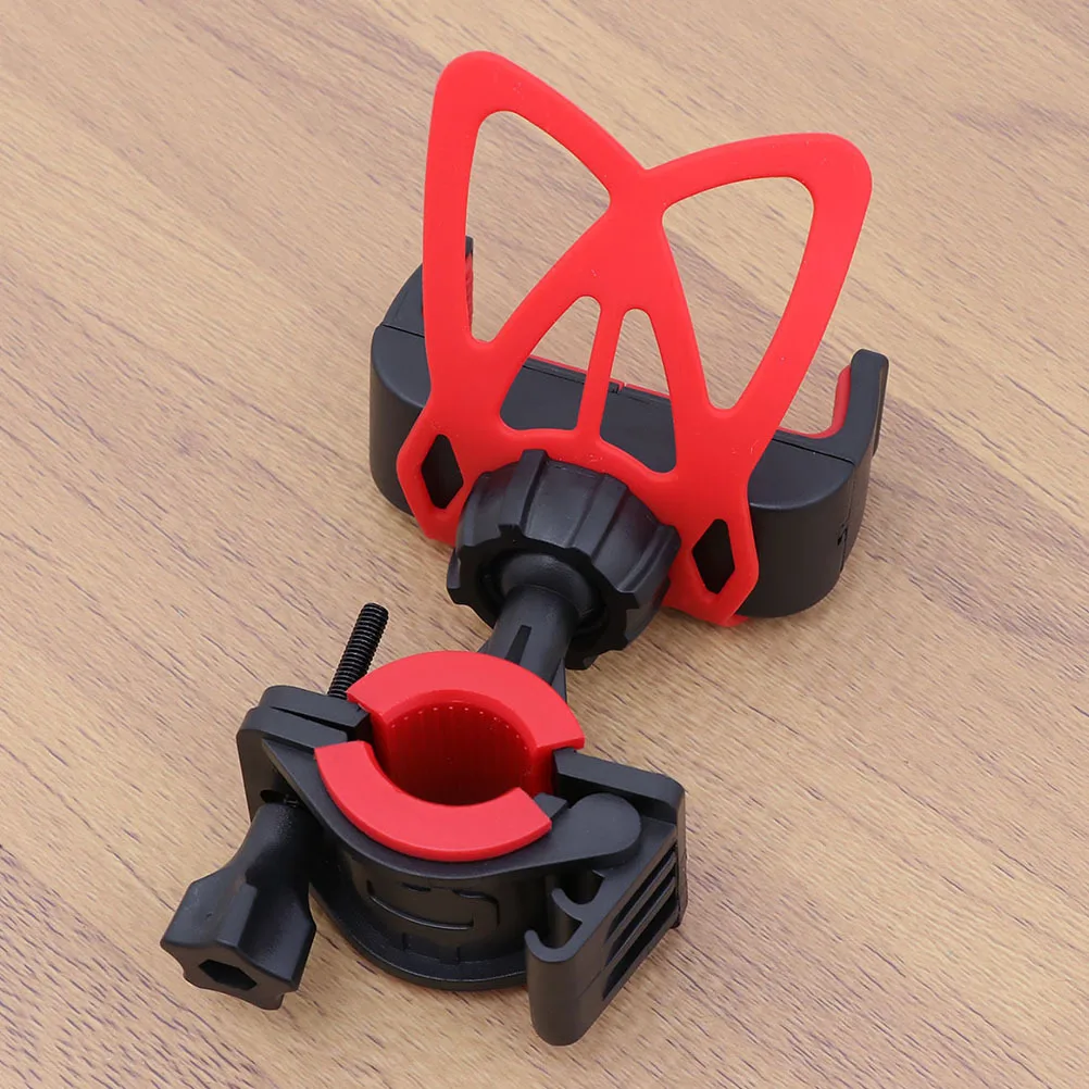 

4Pcs Universal Motorcycle Phone Holder ABS Silicone Bike Handlebar Mount Bracket 2 Black 2 Red Stable Strong Swivel