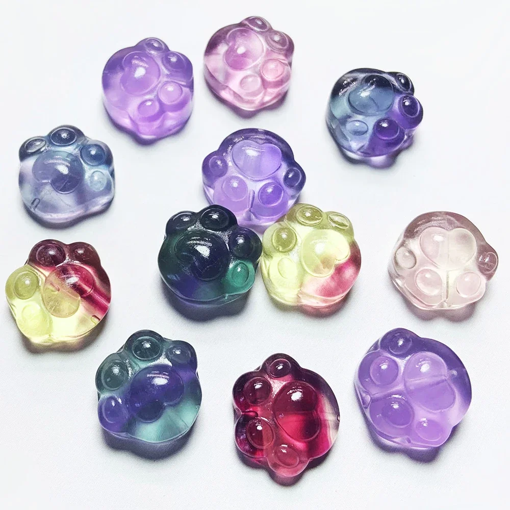 Moda colorata Fluorite carino piccolo gatto artiglio collana ciondolo gioielli gemme di cristallo squisito fare artigianato ornamenti per interni