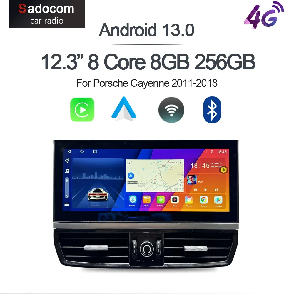 

1920*720 IPS 12.3"360 Camera Carplay 8G+128G Android 13 Car DVD Player multimedia GPS Stereo Radio For Porsche Cayenne 2010-2017