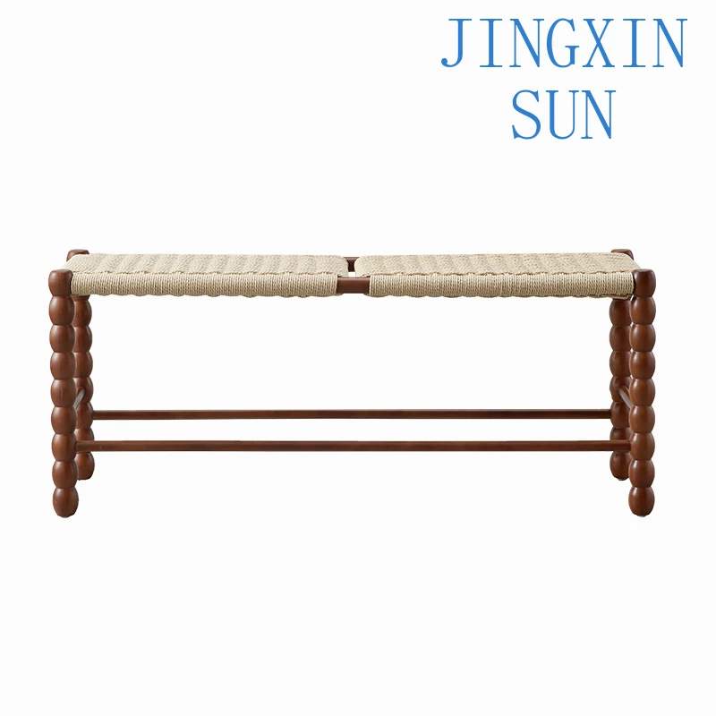 French shoe changing stool simple solid wood bedside stool household Chinese retro dressing low stool advanced