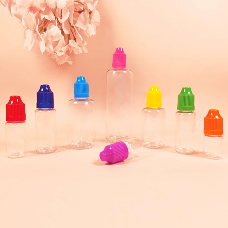 Flacon compte-gouttes vide en plastique PET transparent, bouteille d'échantillon, distributeur de liquide pour les yeux, conteneurs rechargeables, 3/5/10/15/20/30/50/100ml, 5 pièces