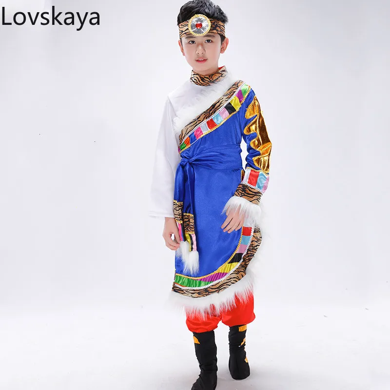 New children Tibetan dance costumes Mongolian minority dance clothes