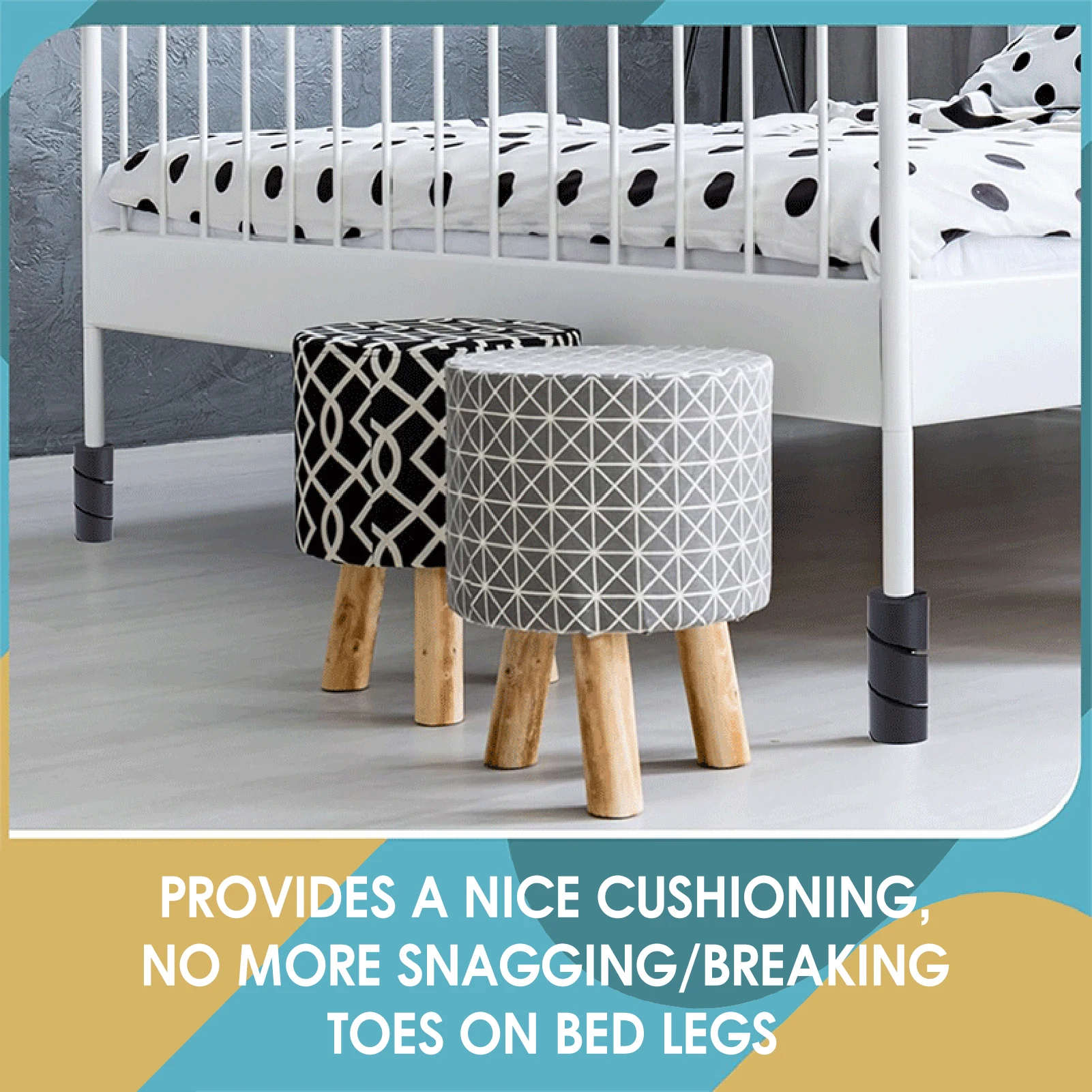 Home Safety Bed Frame Toe Protectors Foam Leg Caps Anti-Collision Furniture Pads for Bedroom Floor Protection Durable