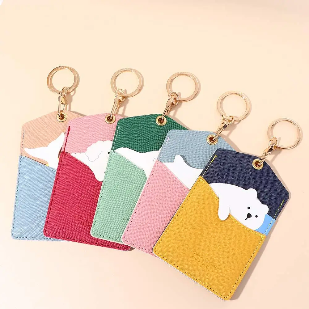 Creative Elevator Card Driver's License Poodle Keychain Key Holders Animal Card Holder Keychains PU Keyring Work Card Package