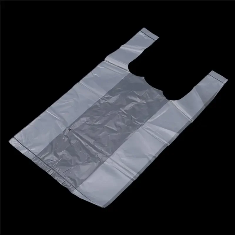 100Pcs Supermarket Plastic Bags with Handle Useful Plastic Storage Transparent Shopping Bag Roll Food Packaging Keep Fresh Tools